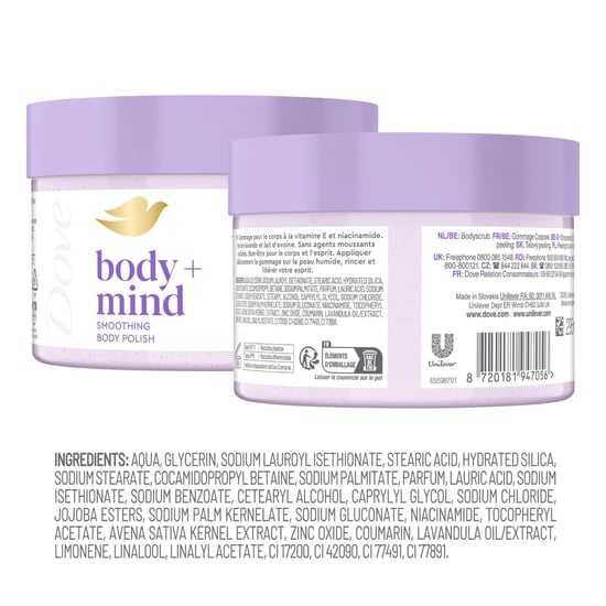 Dove Body + Mind Smoothing Body Scrub, French Lavender & Oat Milk, 295ml, 6 Pack - Image 5