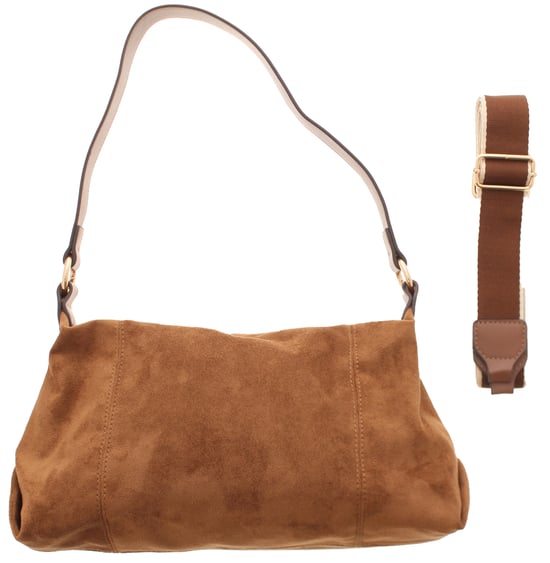 Womens Slouchy Shoulder Bag Holly Zip Fastening tan - Image 3