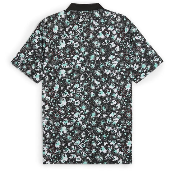 Men's Puma Cloudspun Abstract Camo Polo Shirt in Black - Image 2
