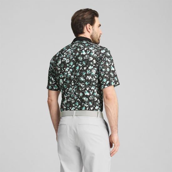 Men's Puma Cloudspun Abstract Camo Polo Shirt in Black - Image 4