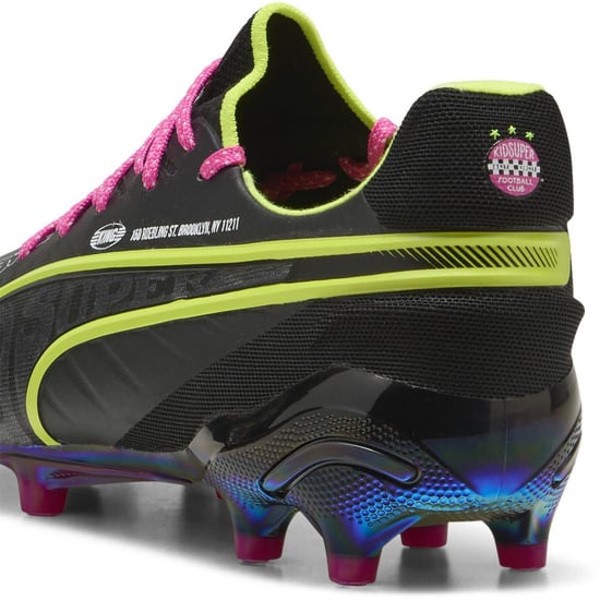 Men's Puma King Ultimate Firm Ground Football Boots in Black/Lime/Pink - Image 5