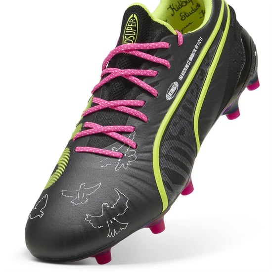 Men's Puma King Ultimate Firm Ground Football Boots in Black/Lime/Pink - Image 6