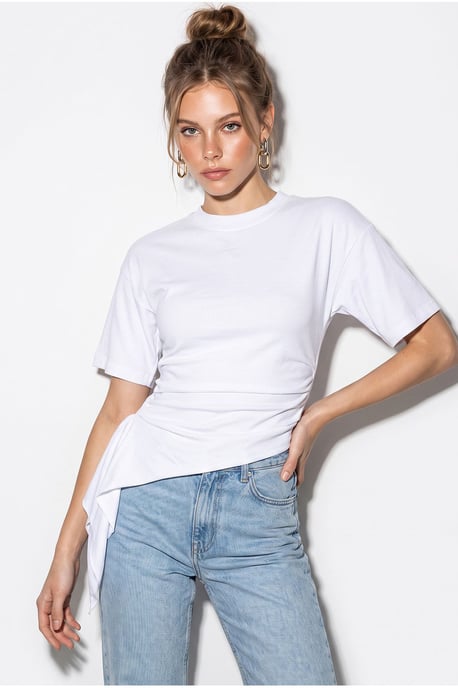 Fitted Jersey Blouse With Drape Detail - Image 5