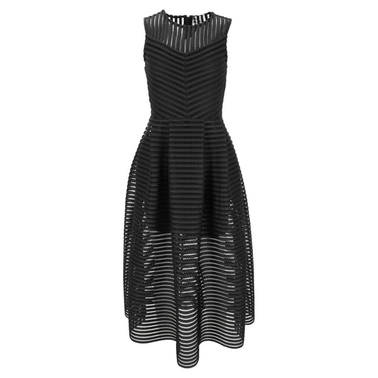 Maje Rire midi-jurk met mesh-strepen in zwart polyester - Image 1