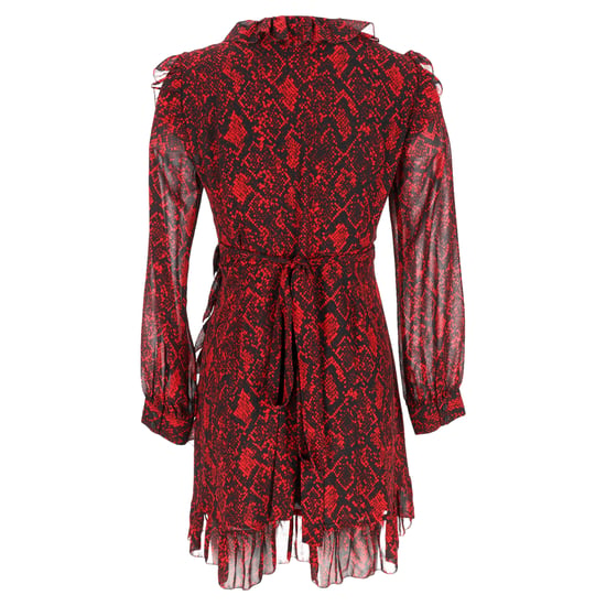 Michael Kors mini-jurk met ruches en slangenprint in bordeauxrood polyester - Image 3