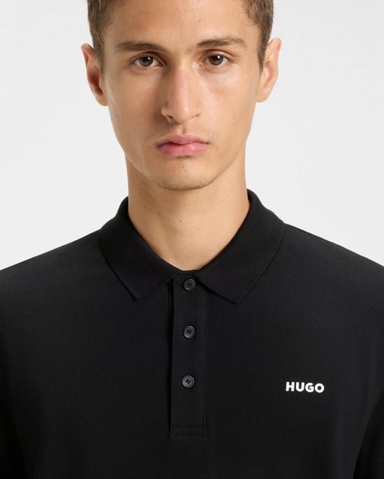 Regular Fit Long Sleeve Logo Detail T-Shirt in Black - Image 3