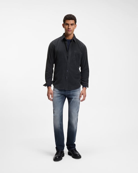 Regular Fit Long Sleeve Logo Detail Shirt in Charcoal - Image 4