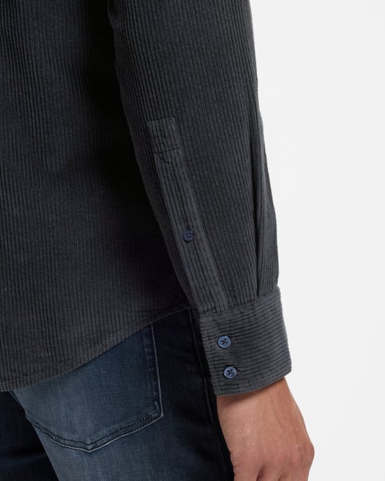 Regular Fit Long Sleeve Logo Detail Shirt in Charcoal - Image 5