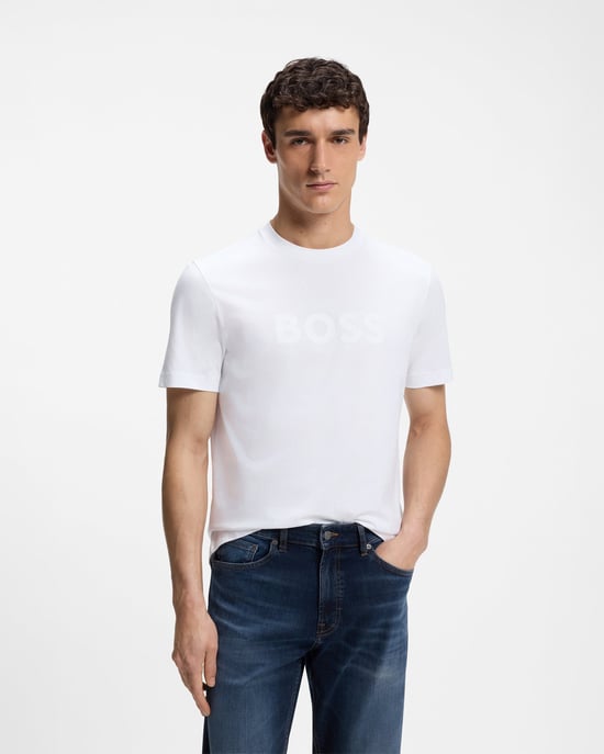 Reguliere Pasvorm Korte Mouwen T-Shirt met Logo in Wit - Image 1