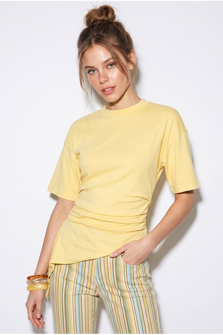 Fitted Jersey Blouse With Drape Detail - Image 2