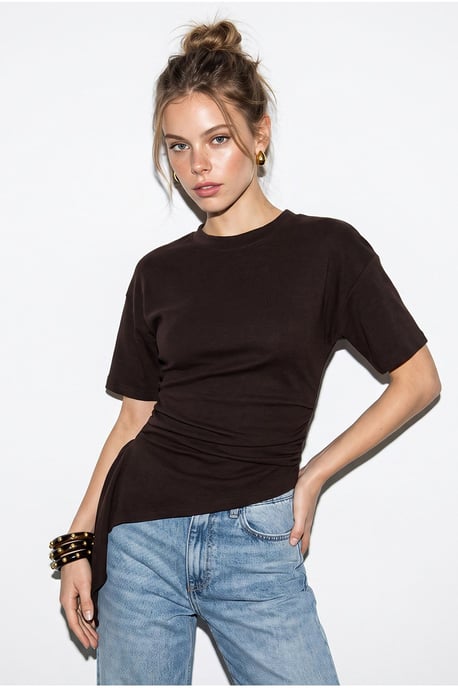 Fitted Jersey Blouse With Drape Detail - Image 2