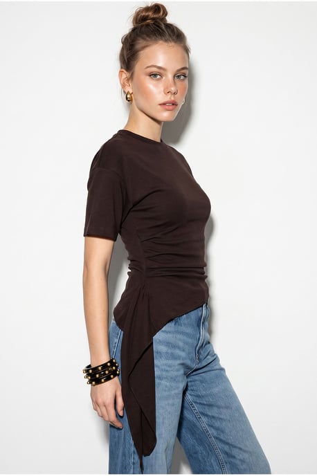 Fitted Jersey Blouse With Drape Detail - Image 4