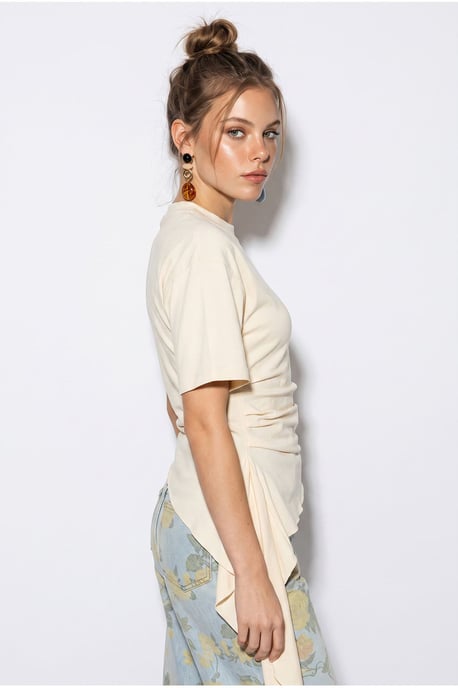 Fitted Jersey Blouse With Drape Detail - Image 5