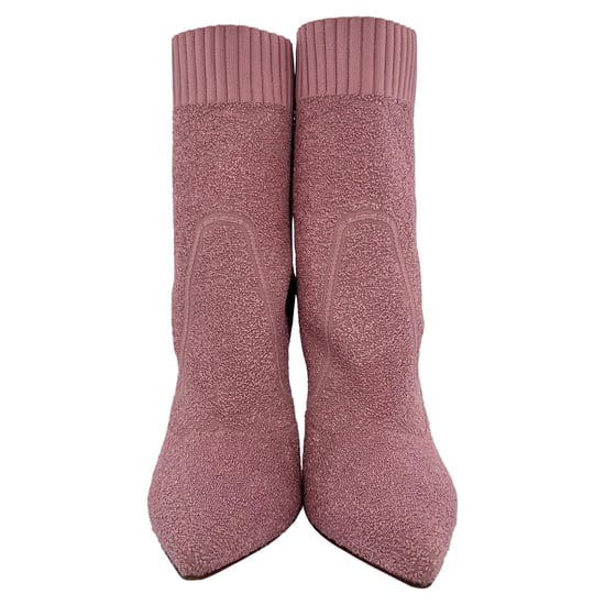 Gianvito Rossi Boucle Knit Fiona Ankle Booties in Pink Synthetic - Image 2