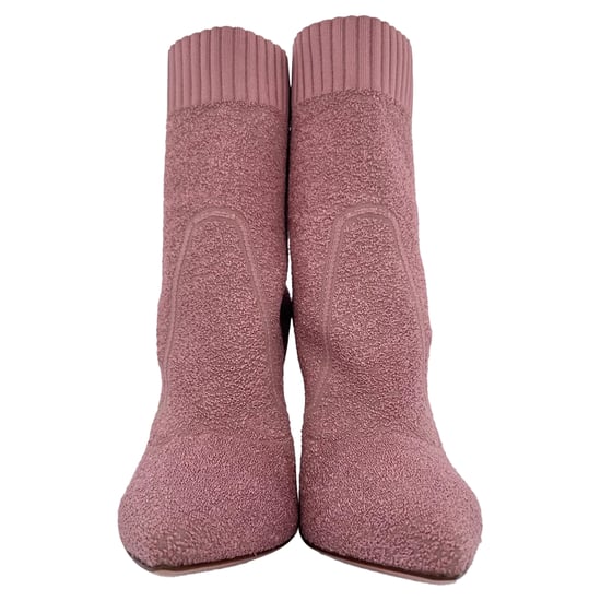 Gianvito Rossi Boucle Knit Fiona Ankle Booties in Pink Synthetic - Image 3