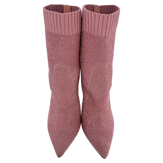 Gianvito Rossi Boucle Knit Fiona Ankle Booties in Pink Synthetic - Image 4