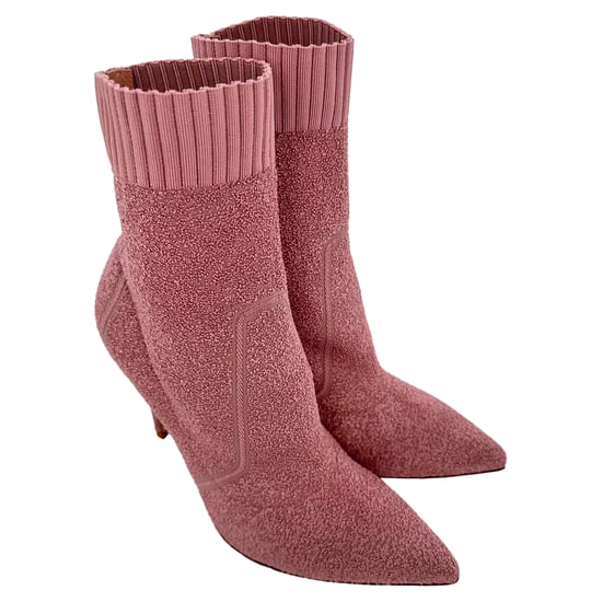 Gianvito Rossi Boucle Knit Fiona Ankle Booties in Pink Synthetic - Image 5