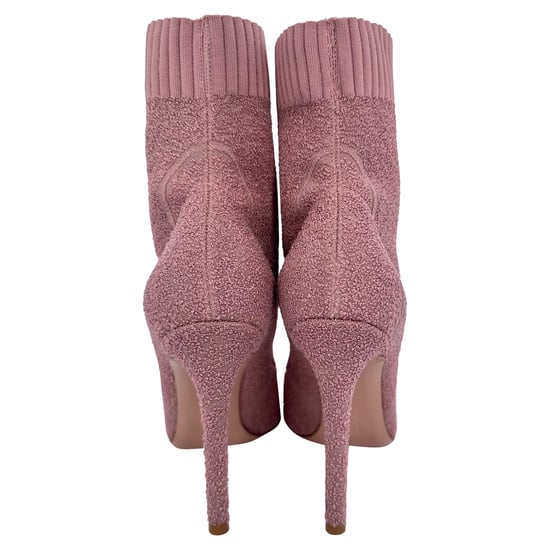Gianvito Rossi Boucle Knit Fiona Ankle Booties in Pink Synthetic - Image 6
