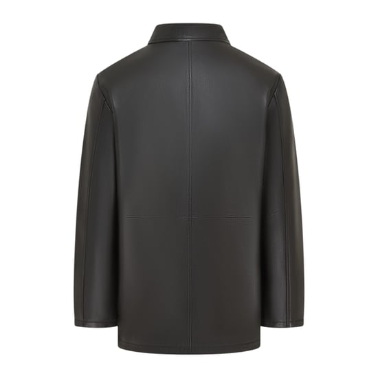 Men's Black Leather Long Collared Car Coat Jacket - Charles - Image 4