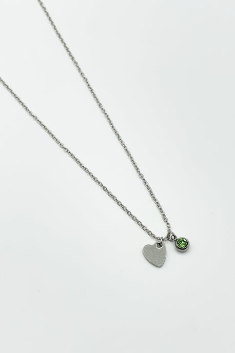 Mini Heart & August Birthstone Necklace in Silver - Gift Boxed - Image 2
