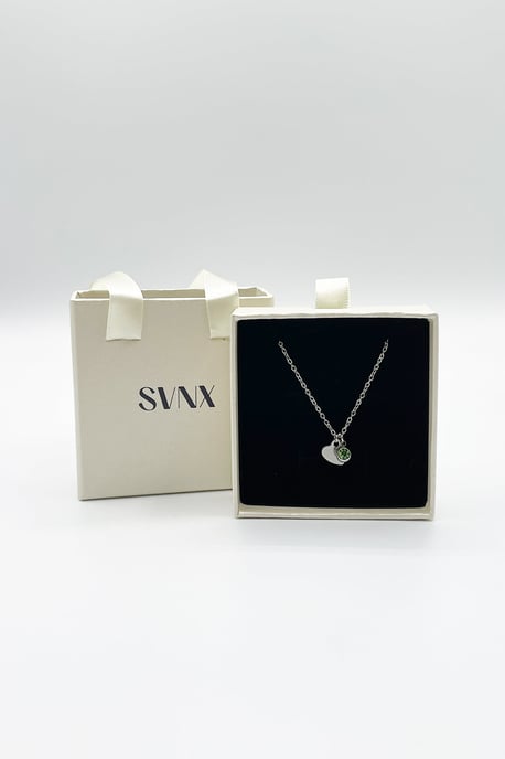 Mini Heart & August Birthstone Necklace in Silver - Gift Boxed - Image 3