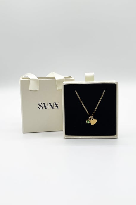 Mini Heart & August Birthstone Necklace in Gold - Gift Boxed - Image 3