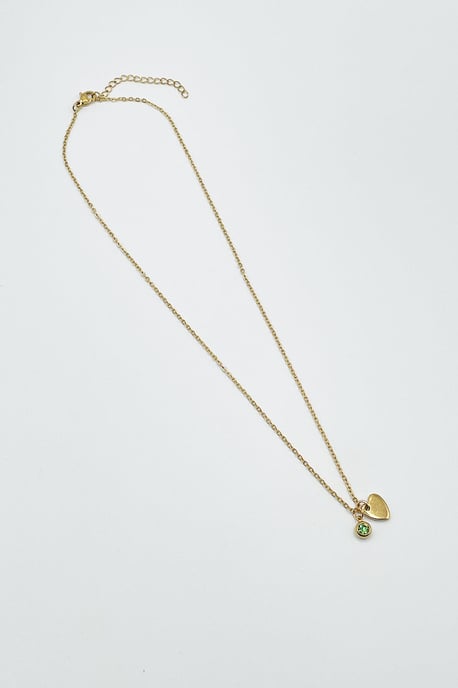 Mini Heart & August Birthstone Necklace in Gold - Gift Boxed - Image 4