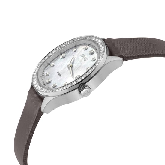 Gevril Women's Morcote Swiss Diamond Watch, 316L SS Diamond Case, white MOP, Grey Handmade Italian Leather Strap - Image 3