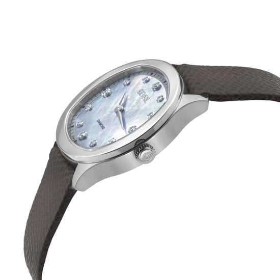 Gevril Women's Morcote Swiss Diamond Watch, 316L SS Case, Grey MOP, Grey Handmade Italian Leather Strap - Image 3