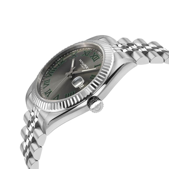 Haurex Italy:Impero 316L Stainless Steel Case, Silver Bezel, Dark Gray Dial, Stainless Steel Bracelet Watch - Image 3