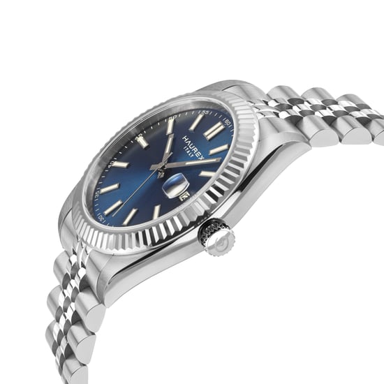 Haurex Italy:Impero 316L Stainless Steel Case, Silver Bezel, Blue Dial, Stainless Steel Bracelet Watch - Image 3