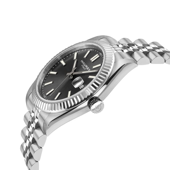 Haurex Italy:Impero 316L Stainless Steel Case, Silver Bezel, Black Dial, Stainless Steel Bracelet Watch - Image 3