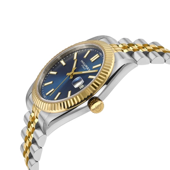 Haurex Italy:Impero 316L Stainless Steel Case, IPYG Bezel, Blue Dial, Two Toned IPYG Stainless Steel Bracelet Watch - Image 3