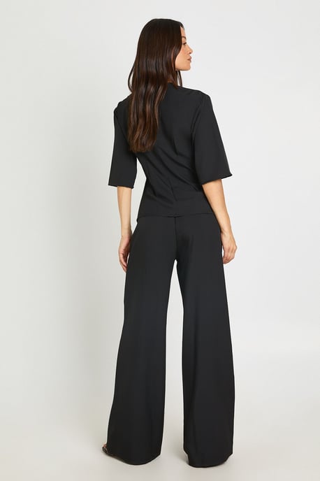 Tall Woven Marl Cinch Waist Top Wide Leg Trouser Co-ord - Image 2