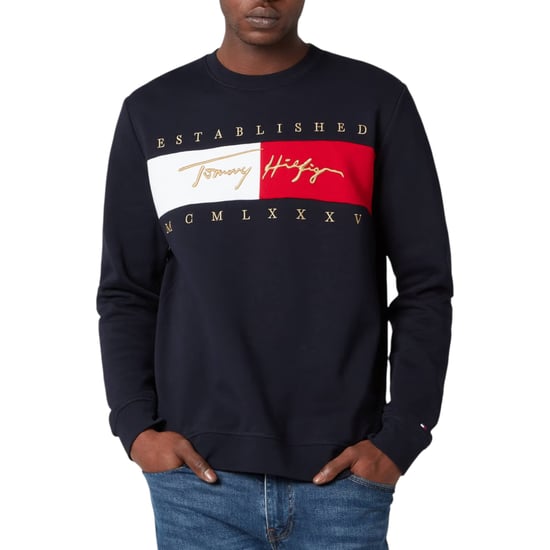 TOMMY HILFIGER Mens Sweatshirts Signature Flag Fleece Pullover Crew Neck Jumper - Image 4