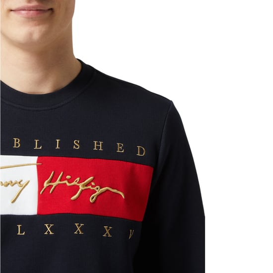 TOMMY HILFIGER Mens Sweatshirts Signature Flag Fleece Pullover Crew Neck Jumper - Image 5