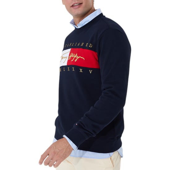 TOMMY HILFIGER Mens Sweatshirts Signature Flag Fleece Pullover Crew Neck Jumper - Image 6
