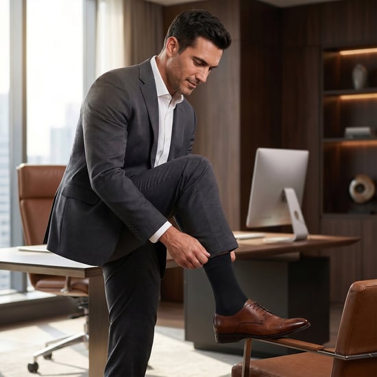 6 Pairs Men's Executive Cotton Mid-Calf Socks S15351 - Image 5