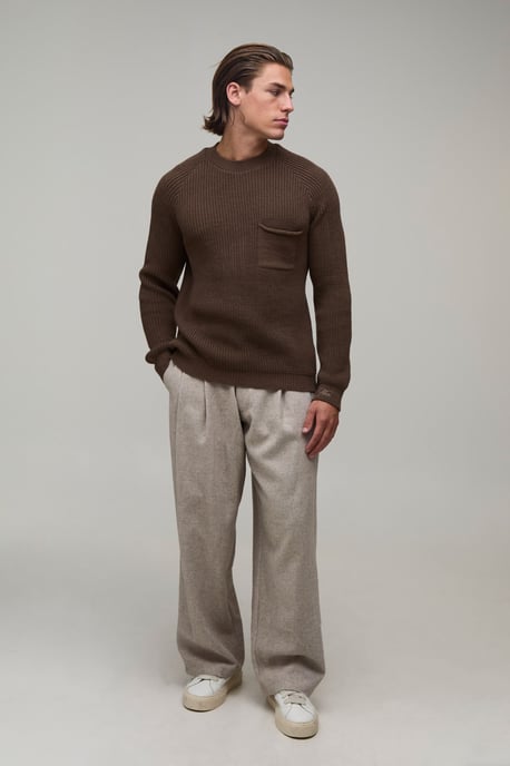 Regular Fit Raglan Ribbed Knitted Jumper - Image 4