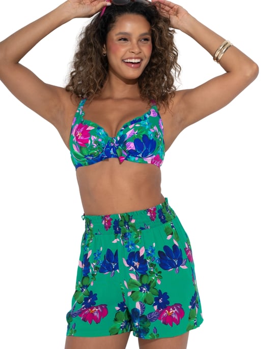 91118 Pour Moi  Shirred Waist Woven Beach Shorts - - Image 5