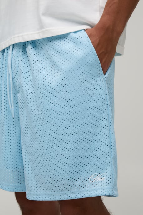 Baggy Fit Man Script Mesh Jersey Short - Image 3