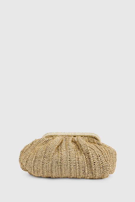 Large Metallic Raffia Slouchy Clutch Bag - Image 2
