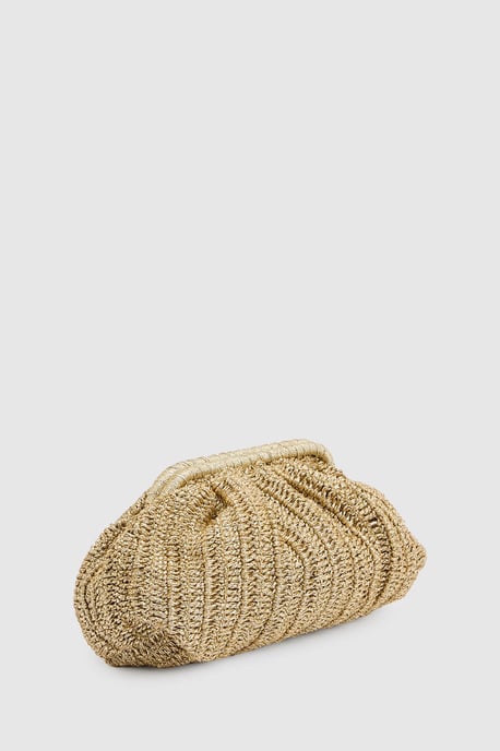 Large Metallic Raffia Slouchy Clutch Bag - Image 3