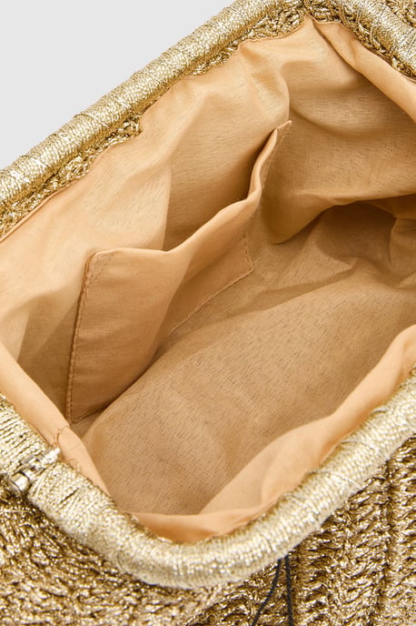 Large Metallic Raffia Slouchy Clutch Bag - Image 4