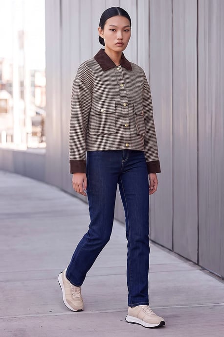 Check Cord Trim Jacket - Image 3
