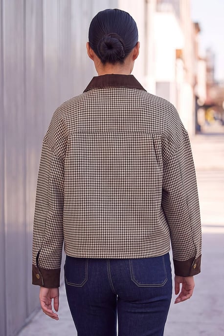 Check Cord Trim Jacket - Image 4