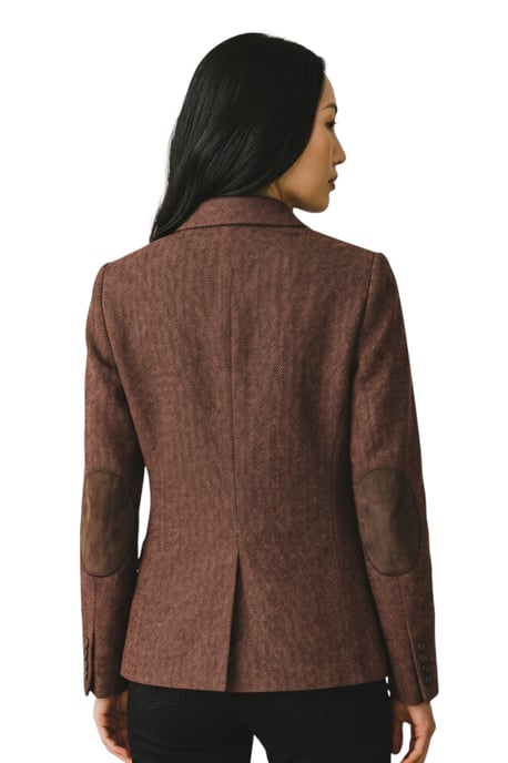 Dames roestbruine wollen Tweed Herringbone geruite blazer - WS-1 - Image 4
