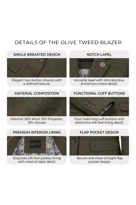 Dames olijfkleurig getailleerd geruite tweed blazer formeel jasje - TPSTZ-7 - Image 5