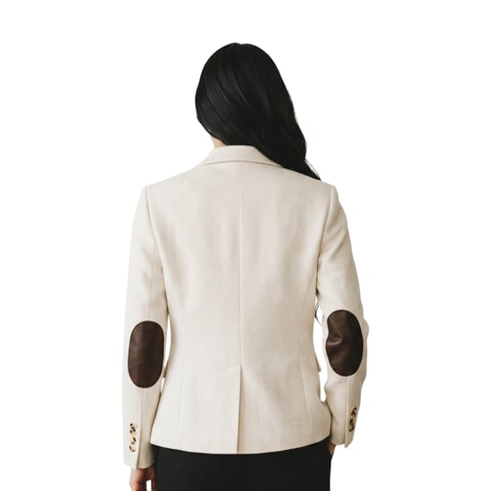 Dames crèmekleurige wollen tweed visgraat-ruitje blazer - WS-1 - Image 4
