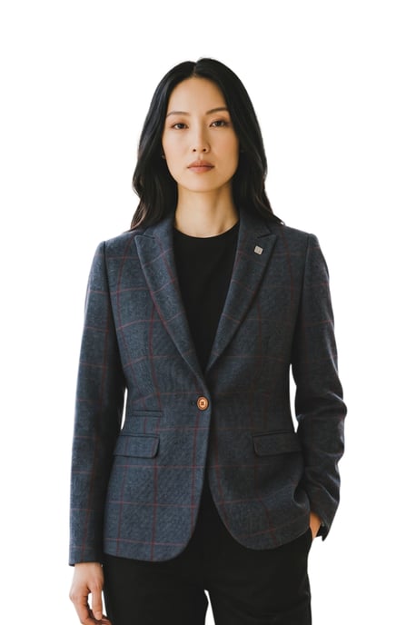 Dames marineblauwe tweed blazer op maat gemaakte formele jas - Madrid - Image 1